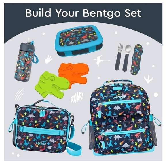 NEW Bentgo Kids Bento Lunch Box School Leak-Proof Drop-Proof in Dinosaur Print - Picture 6 of 9